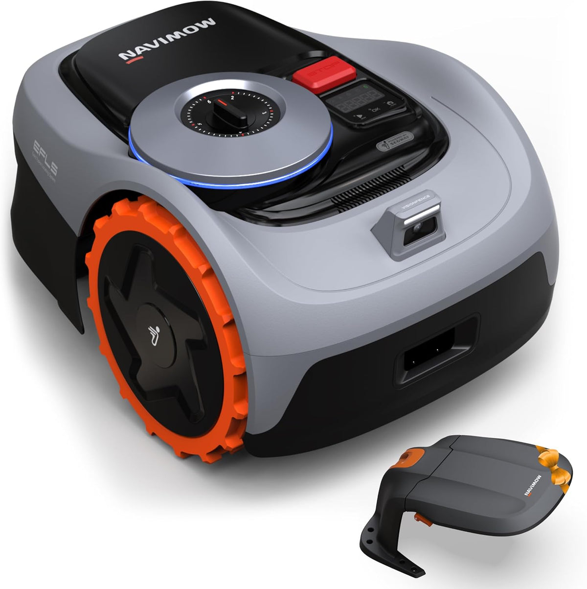 Segway Navimow i105E y Garaje S, Robot cortacésped sin cable perimetral, rec. 500 m², máx. 600 m², robot cortacésped RTK+Vision, cartografía automática por IA, límite virtual, gestión multizona