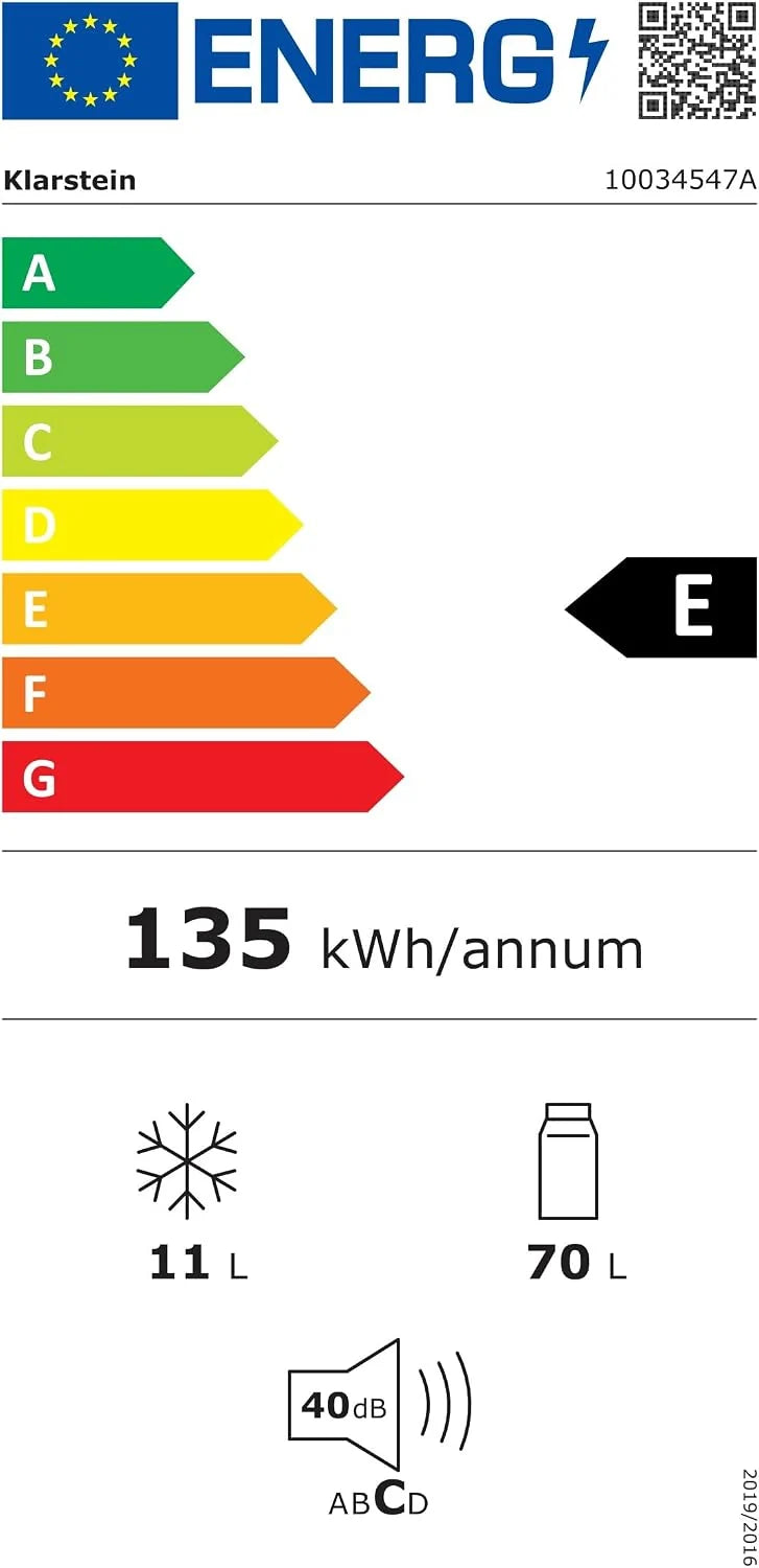 Kombinacja lodówko-zamrażarki Klarstein Cool Cousin - pojemność: 80 l, lodówka: 69 l, 3-gwiazdkowa zamrażarka: 11 l, klasa energetyczna E, 2 poziomice szkła, komora na zapiekacze, kolor czarny