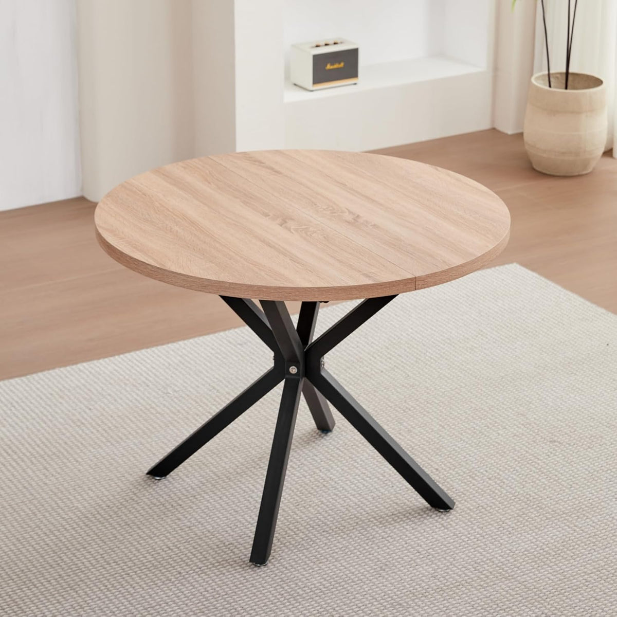 Juego de mesa de comedor y sillas, mesa de comedor redonda de 100 cm y 4 sillas modernas de lino, para comedor, cocina, sala de estar (oscuro + verde)