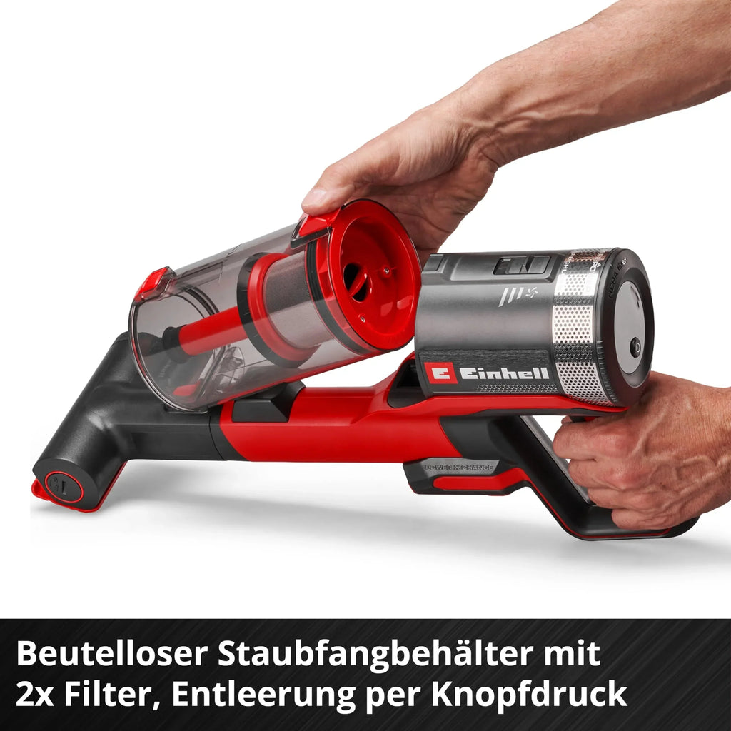 Aspiradora escoba inalámbrica Einhell TE-SV 18/270 BL-Solo PXC 18V sin escobillas, 270 mbar, sin bolsa, 3 modos, triple filtro, sin batería