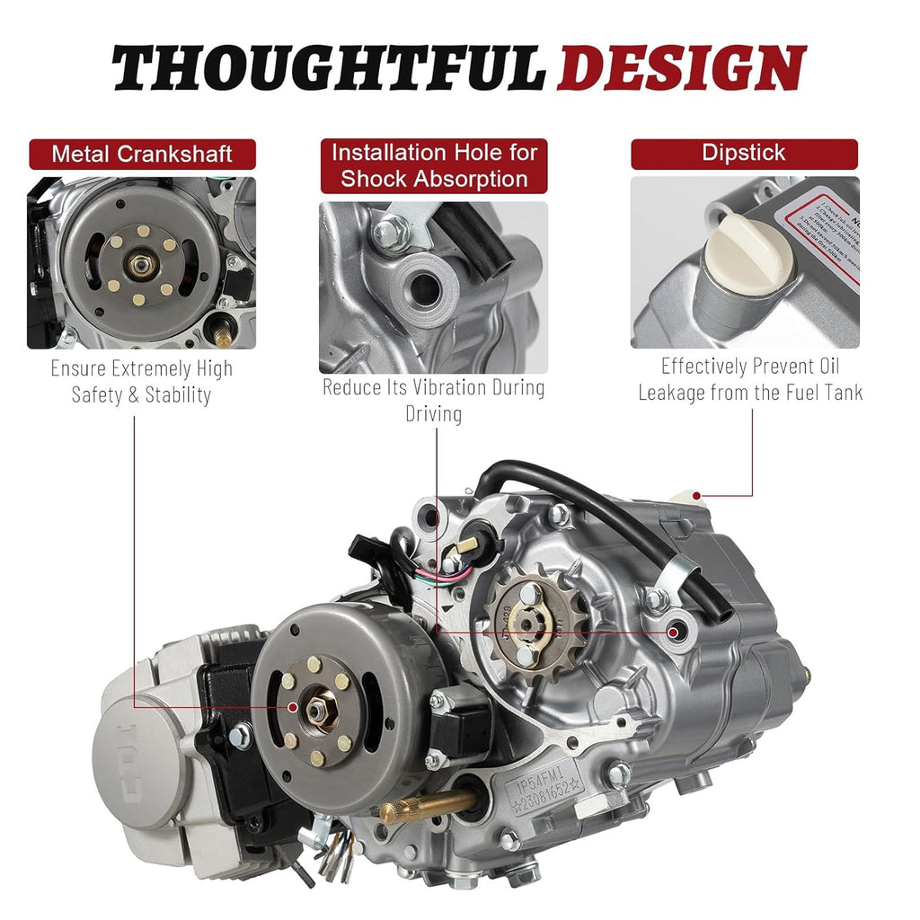 Motor de 4 tiempos CRF50 125CC para Dirt Bike Pitbike, motor monocilíndrico con refrigeración por aire y embrague manual para motocicletas Dirt Bike con arranque a pedal (Kick Start).