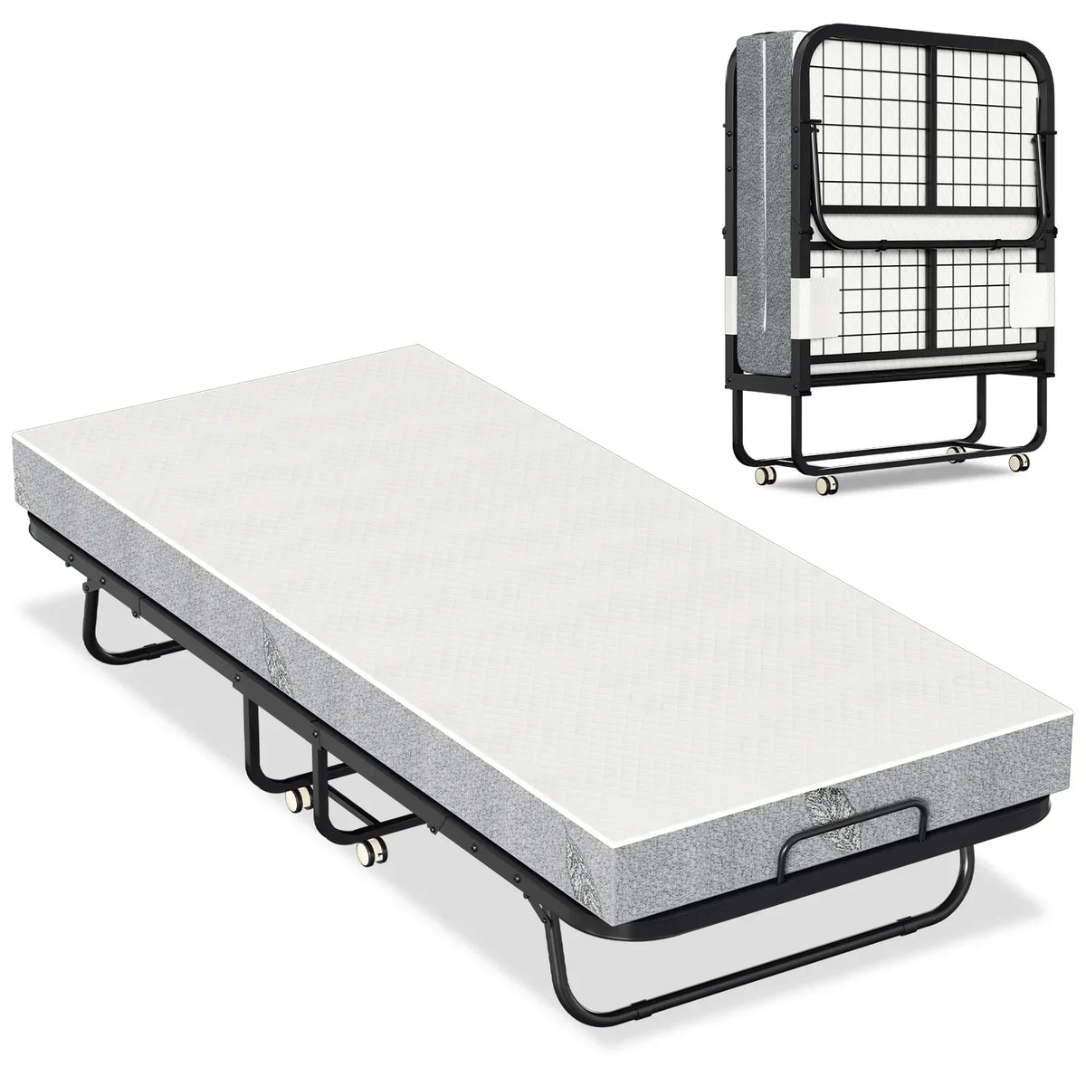 Cama plegable Sonnewelt 90x200 cm con 13 cm de grosor y ruedas