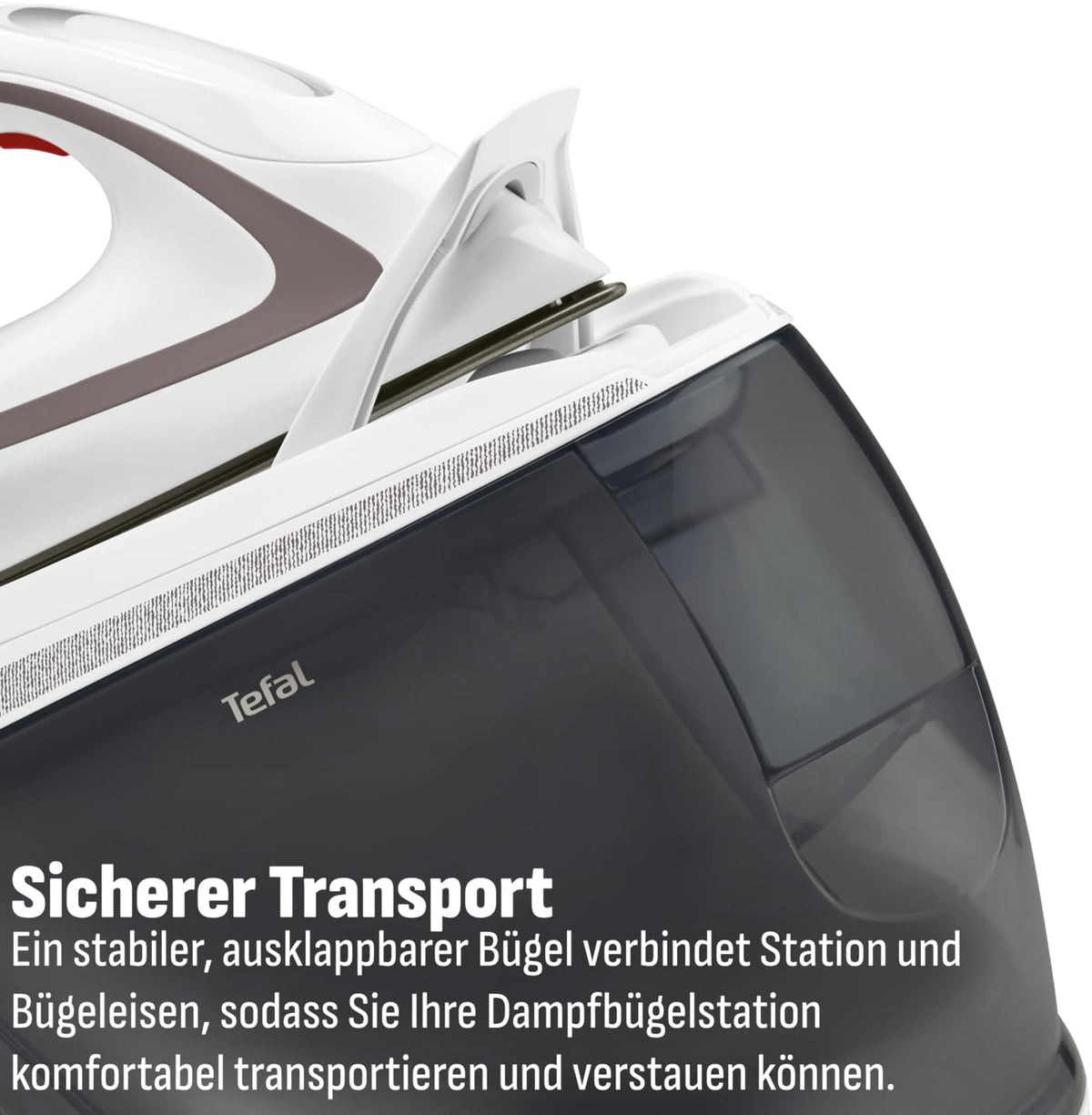 Centro de planchado Tefal Pro Express Ultimate, 7,7 bares, 155 g/min de vapor continuo, 500 g/min de golpe de vapor, 2600 vatios, colector de cal, plancha con centro de vapor, blanco/gris, GV9567