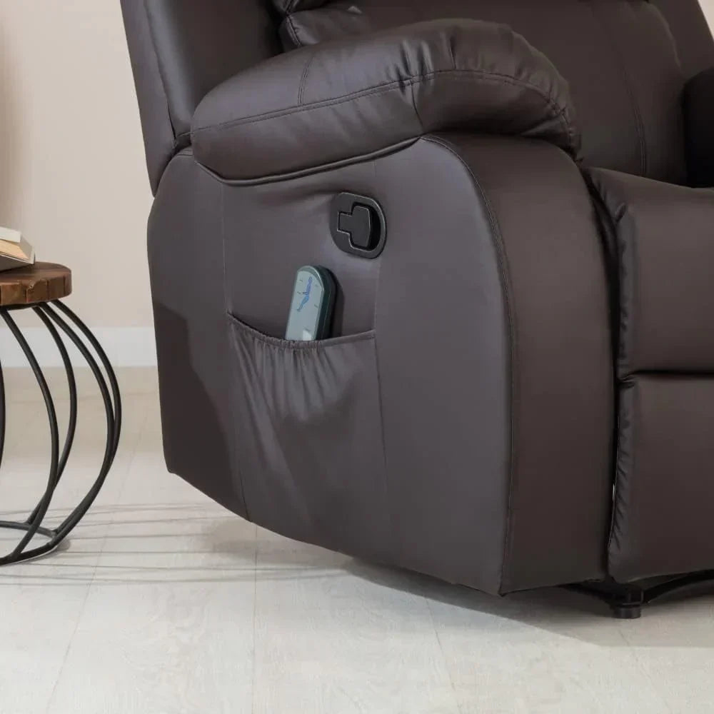 Don Descanso - Sillón Relax Masaje Calor Trevi Negro Reclinable 160º con 8 Motores Silenciosos, Calor Lumbar, Sistema de Masaje de 4 Zonas y Acabado en PU Anti-Cuarteo [Incluye Mando]. Ideal para Personas Mayores