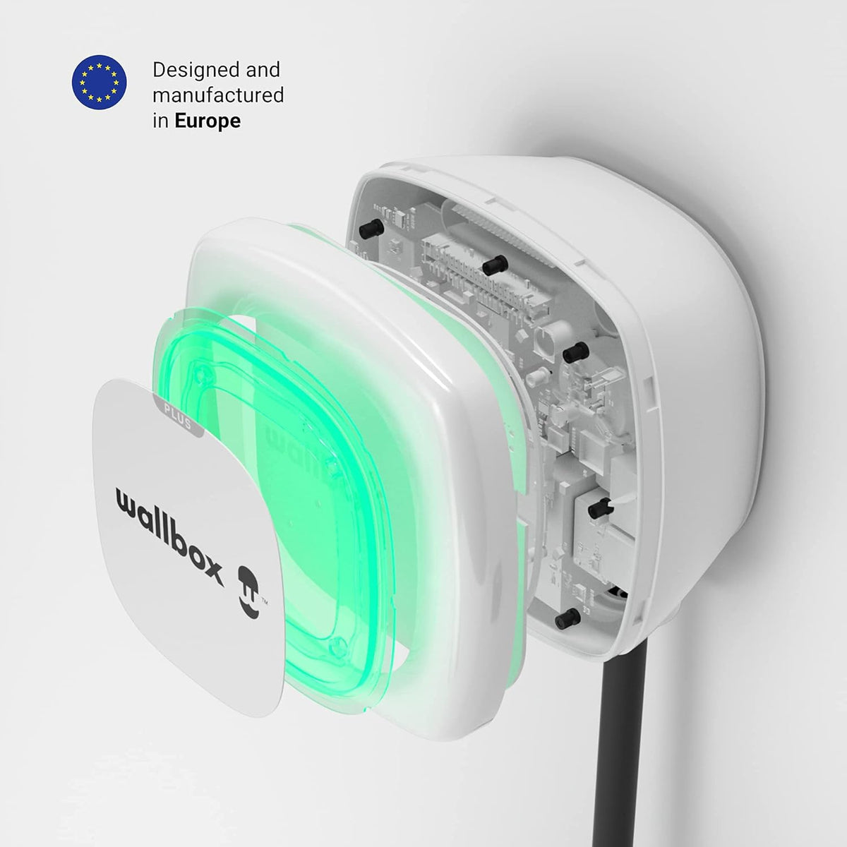 Cargador Wallbox Pulsar Plus para vehículos eléctricos - Potencia ajustable hasta 22 kW, cable de carga Tipo 2, Wi-Fi y Bluetooth, OCPP