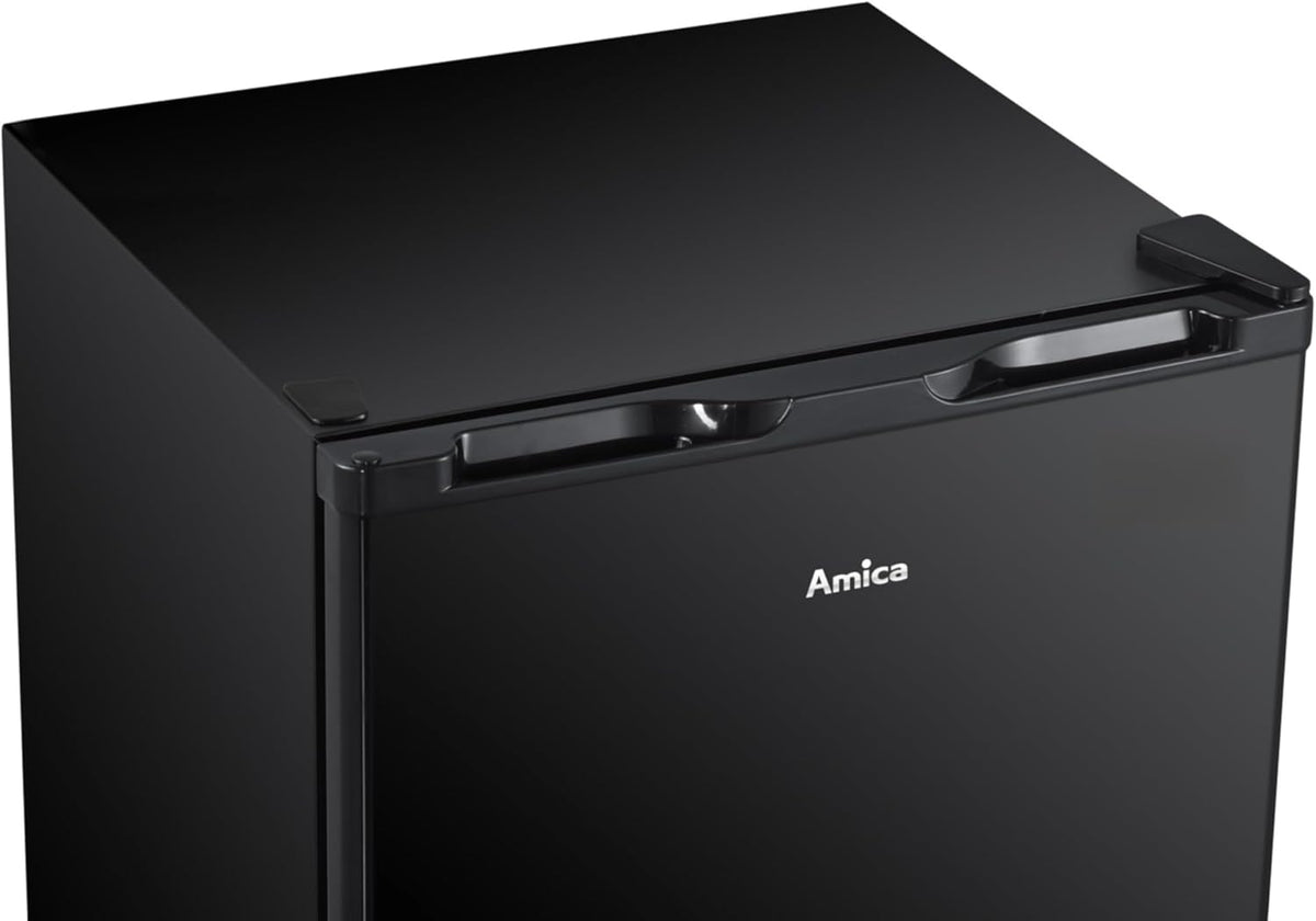 Frigorífico de una puerta Amica de libre instalación, 85x47,5x44,5 cm, 90 L, compresor inverter, iluminación LED, cajón para verduras, estantes en la puerta, AVK 3510 SW - Negro