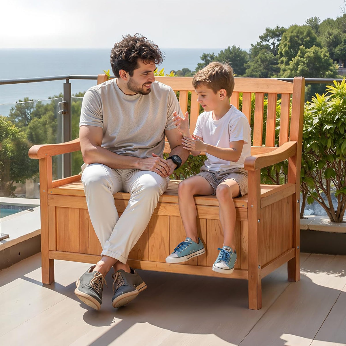 VEVOR Banco de jardín, banco con arcón de almacenamiento, banco de almacenaje, capacidad de carga de hasta 328 kg, asiento de jardín y decoración para porche, para terraza, jardín, balcón, 106,5x58,5x90,1 cm