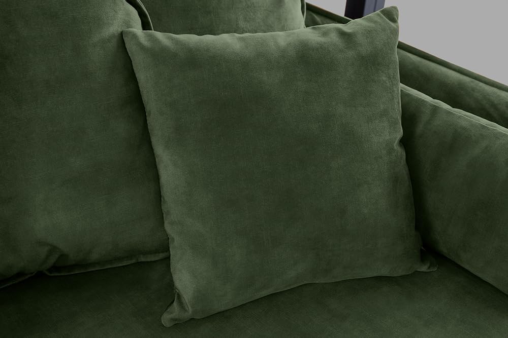 Riess Ambiente Sofá grande de 3 plazas Heaven 200 cm, terciopelo verde oscuro, funda lavable, sofá con funda, sofá esquinero, sofá de terciopelo