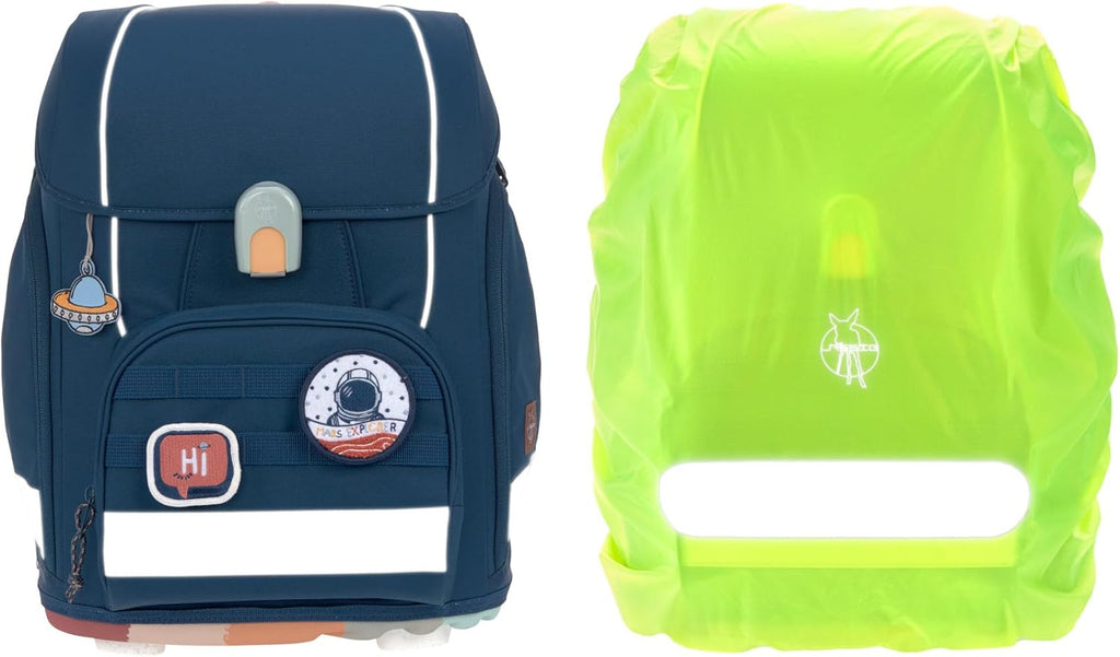 LÄSSIG Set de mochila escolar de 7 piezas para niños/School Set Boxy Unique Negro