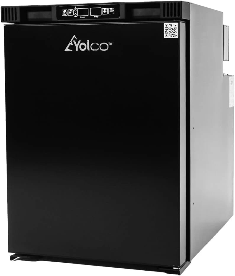 Yolco RL50M lodówka z kompresorem do zabudowy, 42,6 l – 12 V/24 V/230 V, lodówka kempingowa z zamrażarką, aplikacja Bluetooth, tryb turbo i tryb nocny, wyjmowana strefa zamrażania, do przyczepy