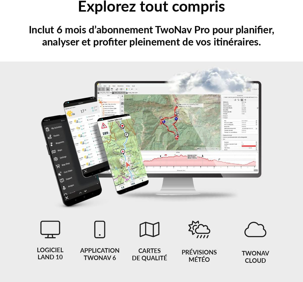 TwoNav Terra (64 GB) + Mapa completo de Francia IGN Top25 instalado, GPS deportivo con pantalla grande de 3,7 pulgadas para montaña, senderismo, BTT, ciclismo