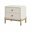Mesita de noche de tela y madera de roble 40x30x50 cm beige