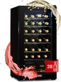 Nevera para vinos Klarstein, frigorífico para bebidas pequeño de 1 zona, vinoteca pequeña de 74L, nevera para vinos pequeña con puerta de cristal, enfriador de botellas para interior/exterior, nevera para vinos de 5-18°C, 28 botellas