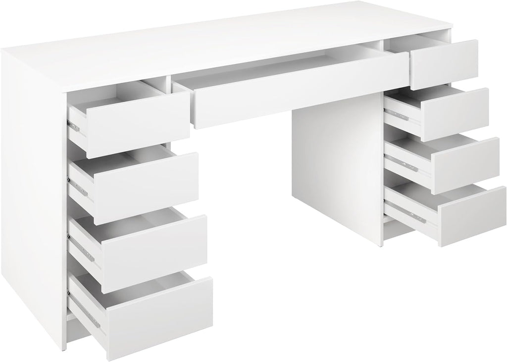 Escritorio Mirjan24 Ada Bis, 9 cajones, escritorio para estudiantes, mesa de ordenador, An:Al:Pr 154x76x55 cm, escritorio infantil, mesa de trabajo, mesa para PC, habitación juvenil, habitación infantil (Nuez Okapi)