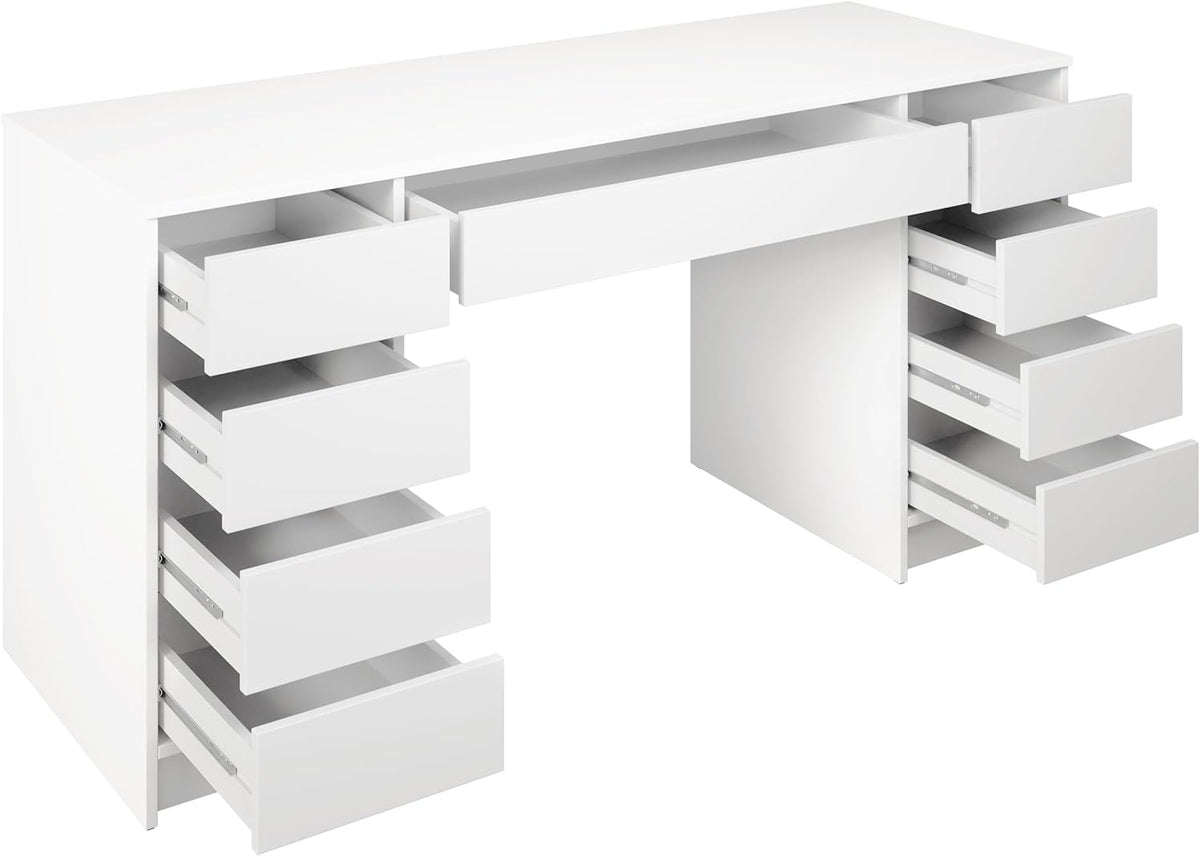 Escritorio Mirjan24 Ada Bis, 9 cajones, escritorio para estudiantes, mesa de ordenador, An:Al:Pr 154x76x55 cm, escritorio infantil, mesa de trabajo, mesa para PC, habitación juvenil, habitación infantil (Nuez Okapi)