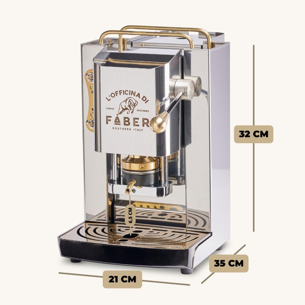 Cafetera Faber PRO Total Deluxe de latón, papel ESE de 44 mm, 1,3 litros, (blanco)