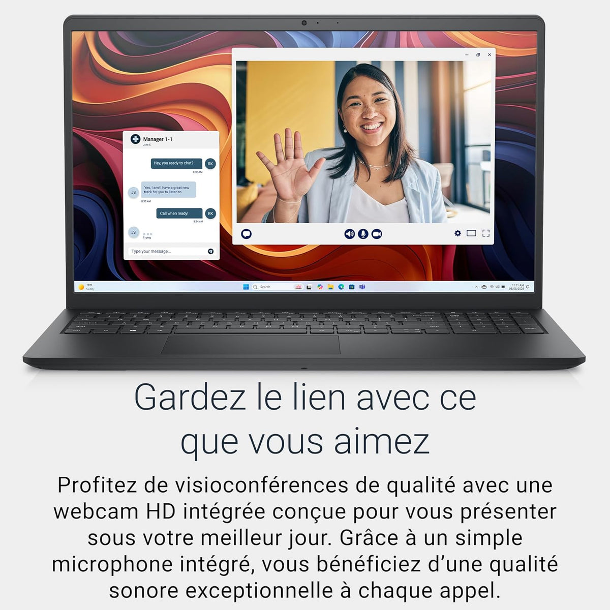Dell 15 PC Portátil DC15255 15,6" FHD (1920 x 1080) 120 Hz, Procesador AMD Ryzen 5 7520U, Gráficos Radeon 610M, 8 GB LPDDR5, 512 GB SSD, Windows 11 Home, Teclado AZERTY - Negro Carbón