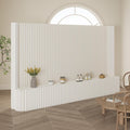Separador de ambientes plegable con estantería, biombo divisor flexible, ideal para oficina, sala de estar, tiendas, dormitorio, balcón (blanco) (L300 x A43 x H200 cm)