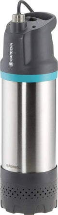 Bomba sumergible de presión Gardena 6100/5 inox automatic: bomba sumergible de presión automática con un caudal de 6100 l/h, con filtro de suciedad, funcionamiento silencioso, protección contra funcionamiento en seco integrada (1773-20)
