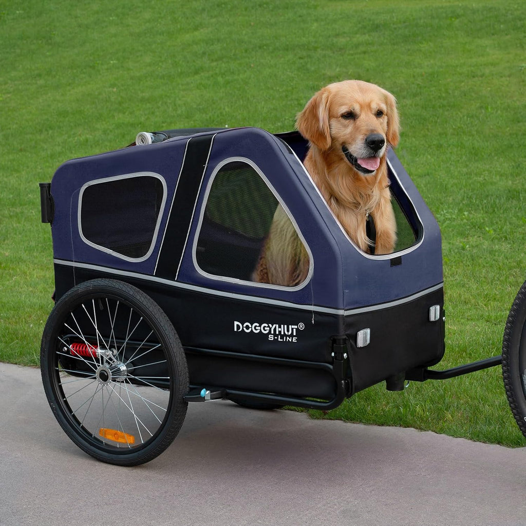 Doggyhut S-Line XL Remolque y cochecito para perros con suspensión 2 en 1, remolque de bicicleta para perros y jogger con suspensión hasta 45 kg