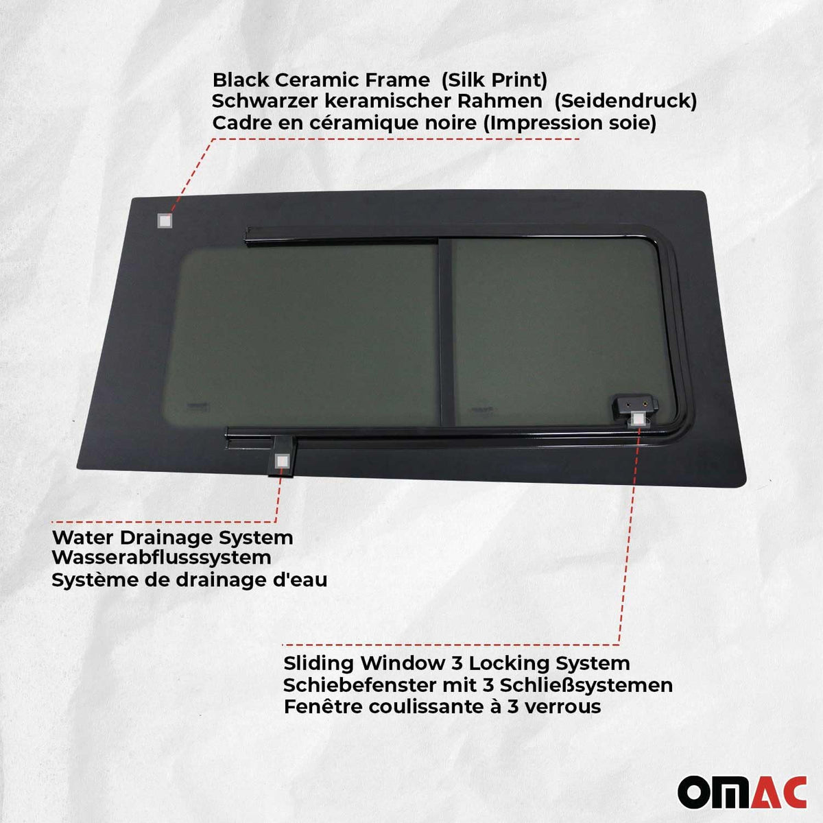Cristal de puerta para Ford Transit Custom 2013-2024 L1 L2 delantero derecho corredera