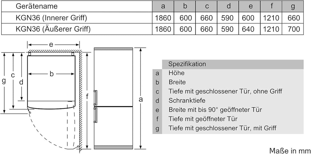 Bosch KGN36NLEA Serie 2, Frigorífico combinado de libre instalación - 305L - An 60cm x Al 186cm - Acero inoxidable plata