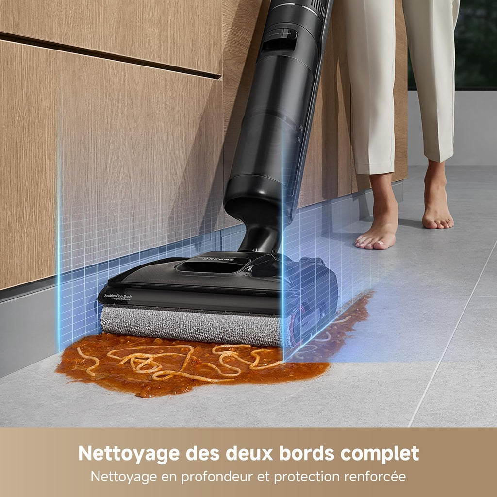 Aspiradora y fregadora Dreame H12 Pro FlexReach, alcance plano de 180°, secado en 5 min, succión de 18 000 Pa, lavado con agua caliente a 90 °C, limpieza de dos bordes, 50 minutos de autonomía.
