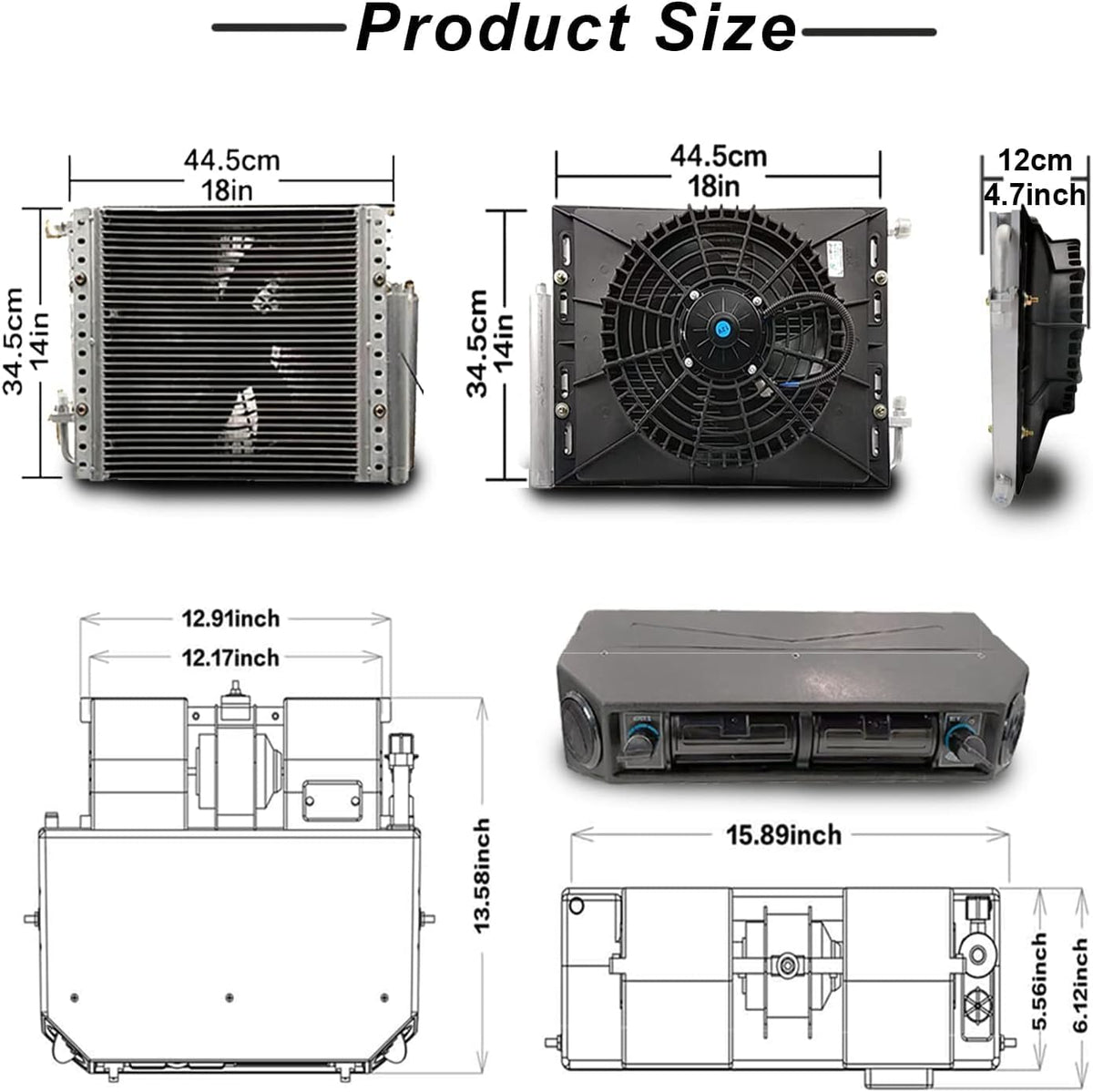 Kit de aire acondicionado eléctrico de 12 V para debajo del salpicadero, sistema universal de CA de 12 V, apto para furgoneta, coche, autocaravana, camión, vehículo recreativo, barco y autobús
