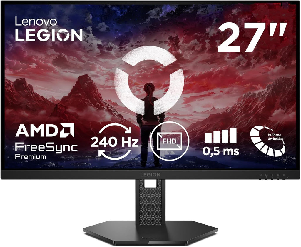 Lenovo Legion 27-10 - Monitor Gaming Pro 27'' FHD (IPS, 240Hz, 0.5ms, 2X HDMI 2.1, DP 1.4, Cable HDMI, AMD FreeSync Premium) Ajuste de inclinación/altura/rotación/pivote - Negro