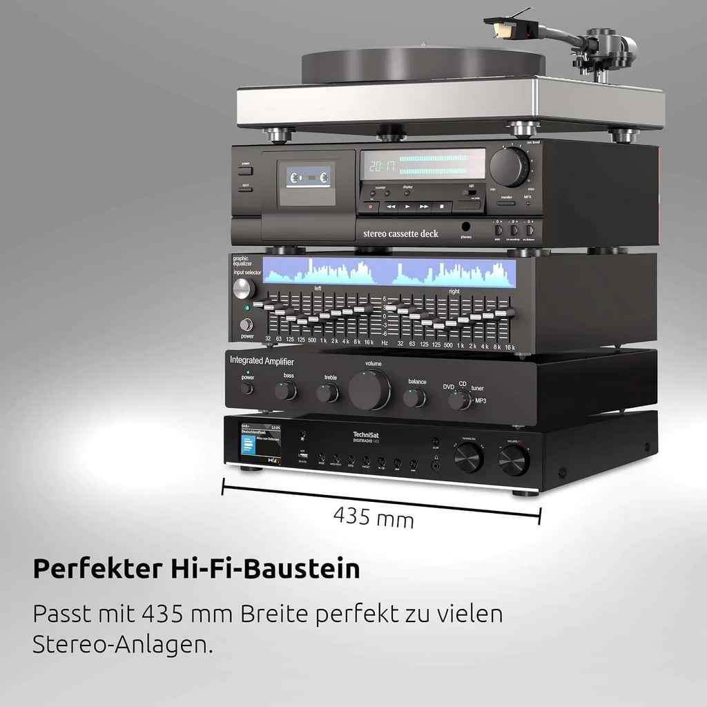 Sintonizador HiFi DIGITRADIO 143 V3 DAB+ radio por internet con Bluetooth, Spotify Connect, WLAN y mando a distancia 43,5 cm