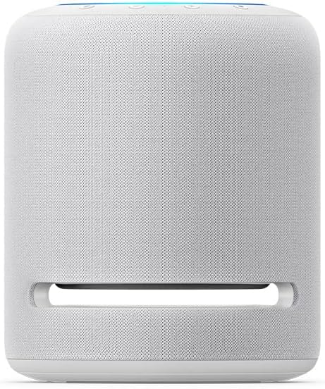 Echo Studio (última generación) | El mejor sonido que nuestros altavoces inteligentes Wi-Fi y Bluetooth han ofrecido jamás: con Dolby Atmos, audio 3D, controlador de hogar digital integrado y Alexa | Blanco