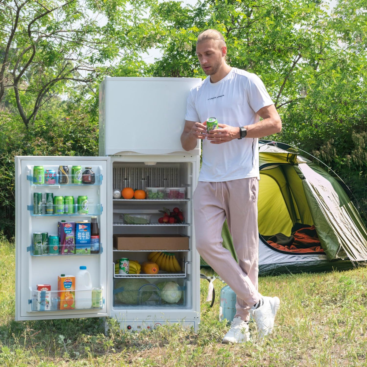 Refrigerador de gas SMETA con congelador, gas/230V, frigorífico combinado 175L, para casa de vacaciones, casa rural, garaje, caravana, autocaravana, blanco