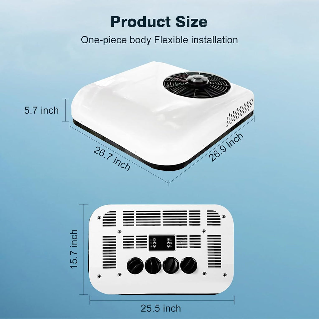 Aire acondicionado de techo inverter ultradelgado para autocaravanas, caravanas, camping, camiones y furgonetas (solo refrigeración, 12 V)