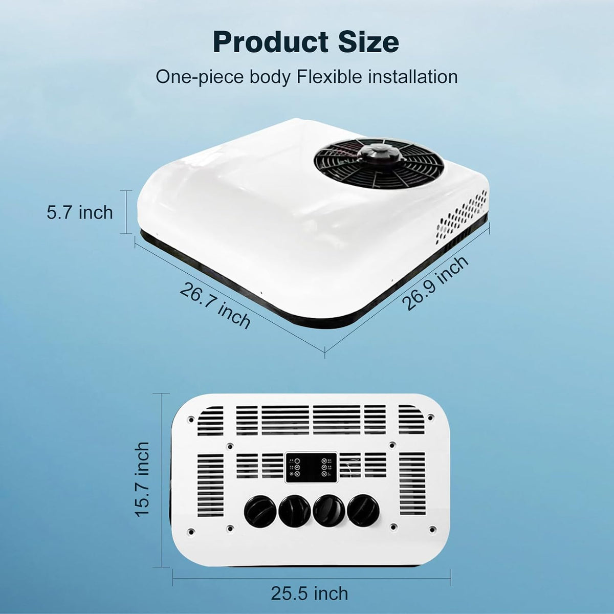 Aire acondicionado de techo inverter ultradelgado para autocaravanas, caravanas, camping, camiones y furgonetas (solo refrigeración, 12 V)