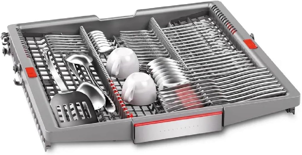 Bosch SMD8TCX04E, seria 8, inteligentna zmywarka, w pełni zintegrowana, 60 cm, szuflada na sztućce, zmywarka, wyprodukowano w Niemczech, suszenie zeolitu, silne czyszczenie, bardzo cicha, Rackmatic