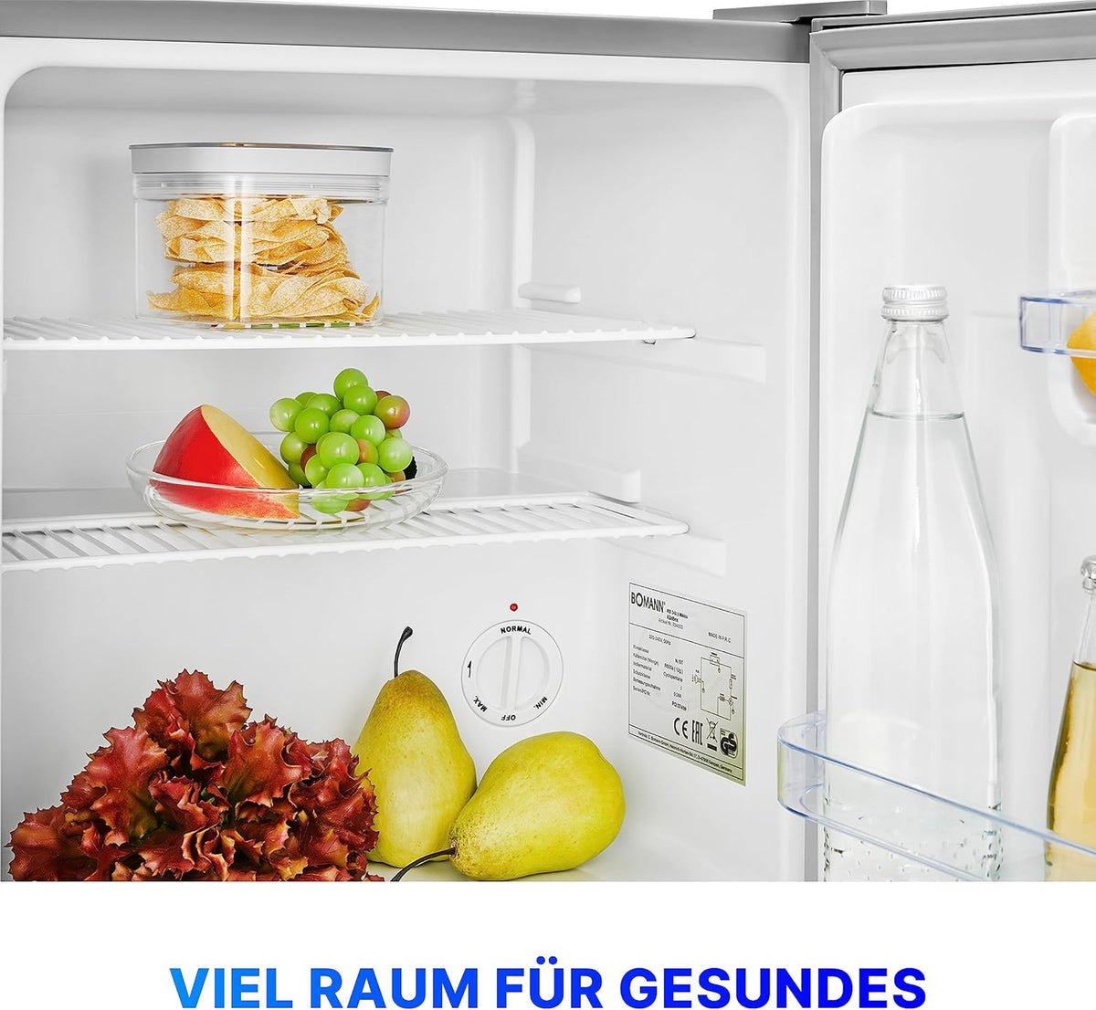 Minibar Bomann® 42 litros | Mini refrigerador para bebidas, ideal para oficina, camping y gaming | nevera pequeña silenciosa 39 dB | Minibar con puerta reversible | 51x45x45 cm | KB 7346 inox