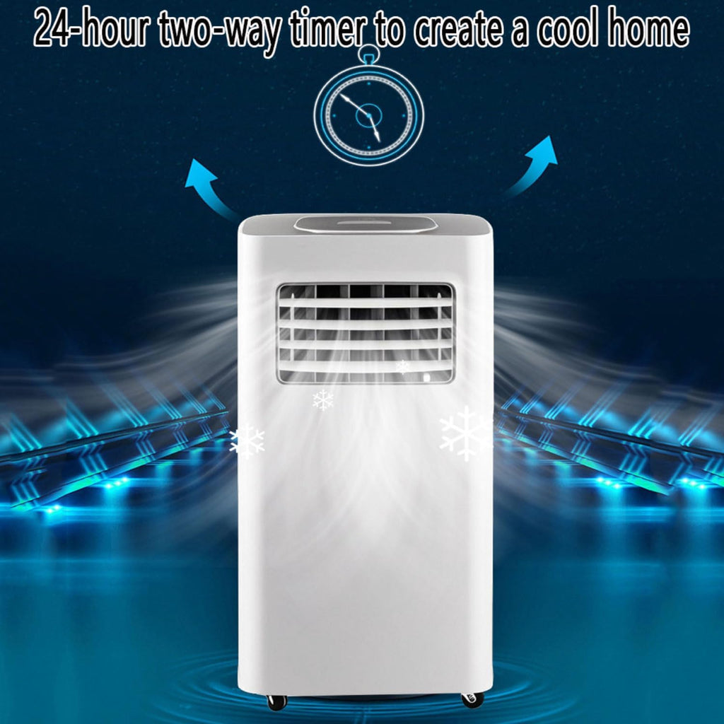 Aire acondicionado portátil con mando a distancia y temporizador de 24 horas, potente unidad de refrigeración oscilante de 120° para oficina en casa de hasta 28 m², kit de ventilación de ventana energéticamente eficiente