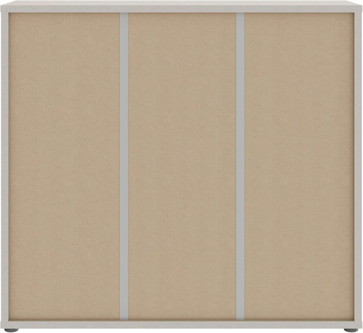 Zapatero Forte Alice Springs 100 110, armario de recibidor con 3 puertas y 8 estantes, madera reconstituida, color beige cachemira, 109,2 cm de ancho x 99,1 cm de alto x 34,9 cm de profundidad