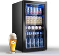 TRIUMPHKEY Mininevera de 90L con puerta de cristal, frigorífico compacto para bebidas con capacidad para hasta 128 latas, con estantes ajustables para cerveza, vino y refrescos, ideal para el hogar, bar, oficina o apartamento