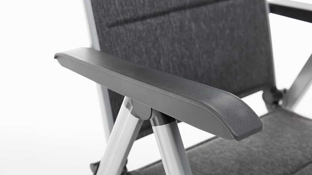 Silla plegable acolchada KETTLER BasicPlus, plata/antracita, aluminio/textilene, 0301201-9000, respaldo ajustable