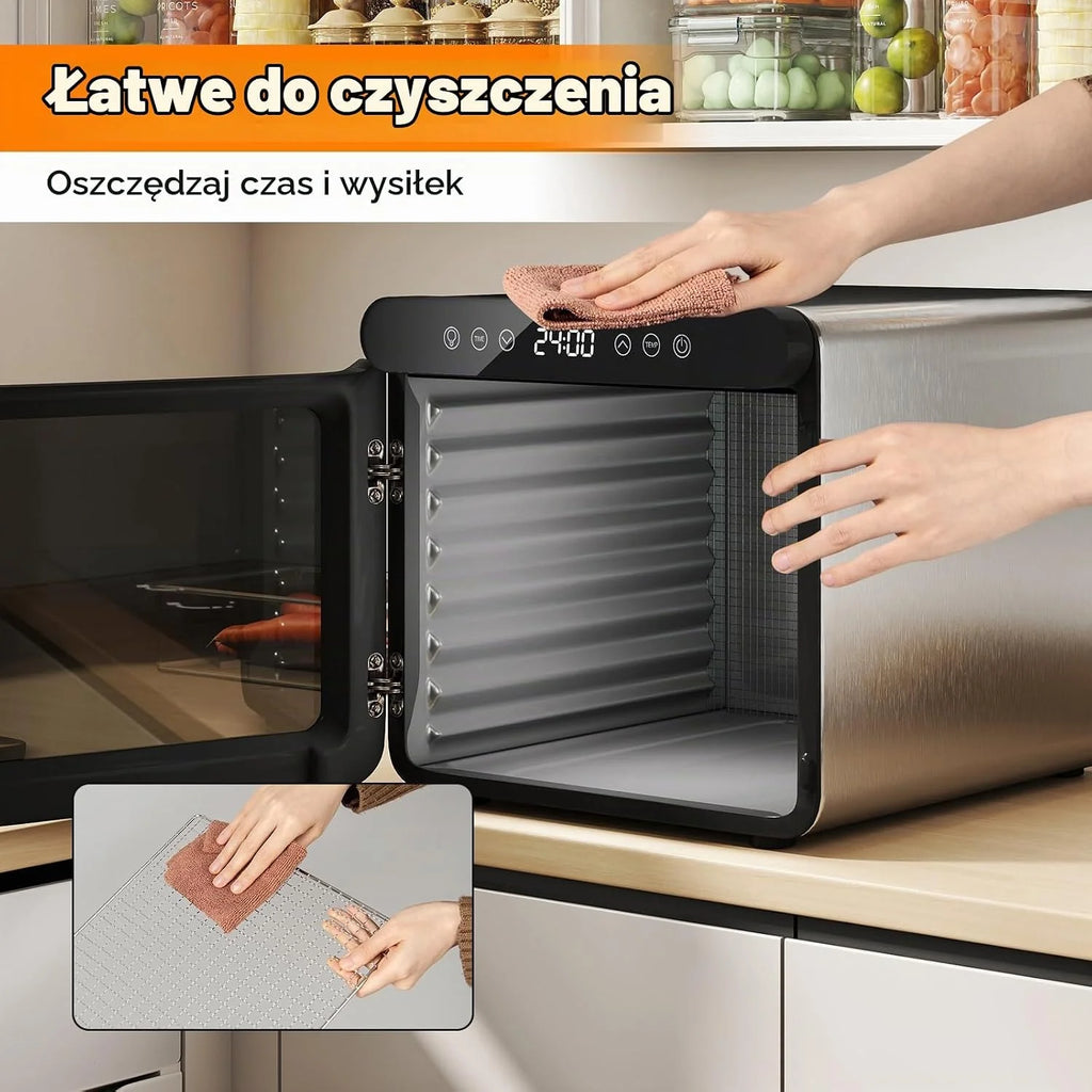 COSTWAY Suszarka do żywności 600W z 7 tacami ze stali nierdzewnej, z timerem 24h i temperaturą 30-75℃, suszarka do mięsa, warzyw i owoców, 34 x 40,5 x 32cm