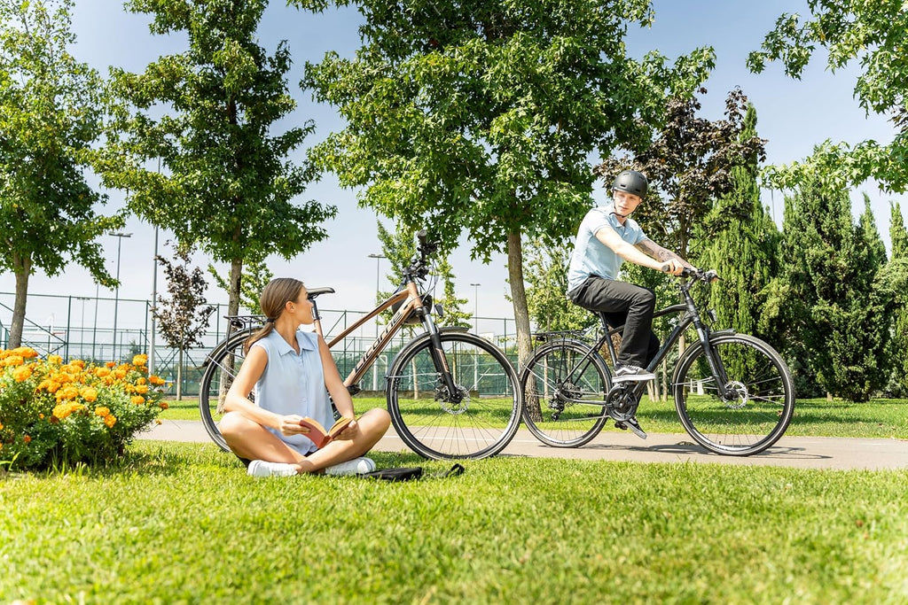 Bicicleta de trekking y turismo premium Licorne Bike de 28 pulgadas, con cuadro de aluminio y frenos de disco, para niños, niñas, mujeres y hombres - 21 velocidades - bicicleta de montaña - bicicleta cross