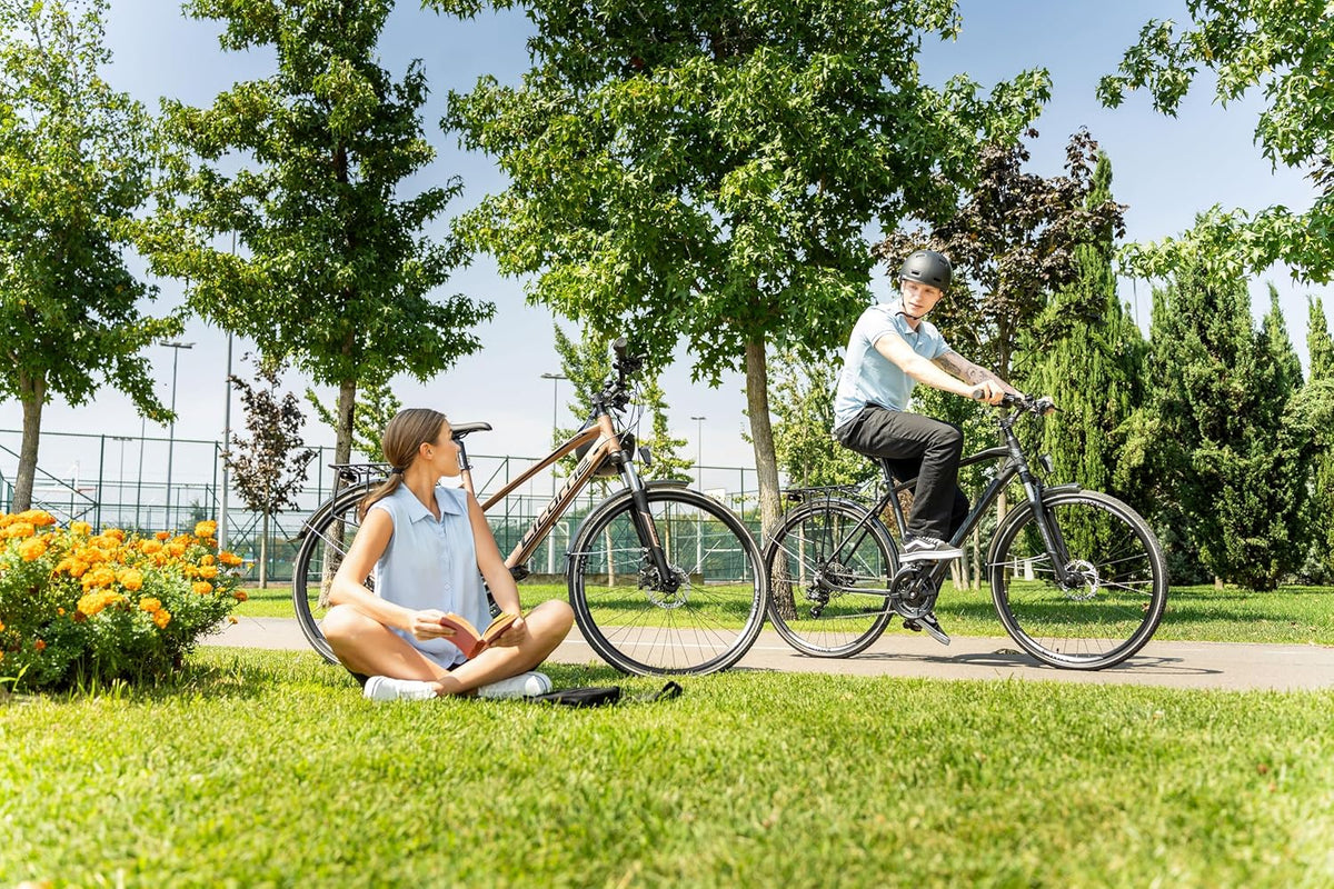 Bicicleta de trekking y turismo premium Licorne Bike de 28 pulgadas, con cuadro de aluminio y frenos de disco, para niños, niñas, mujeres y hombres - 21 velocidades - bicicleta de montaña - bicicleta cross