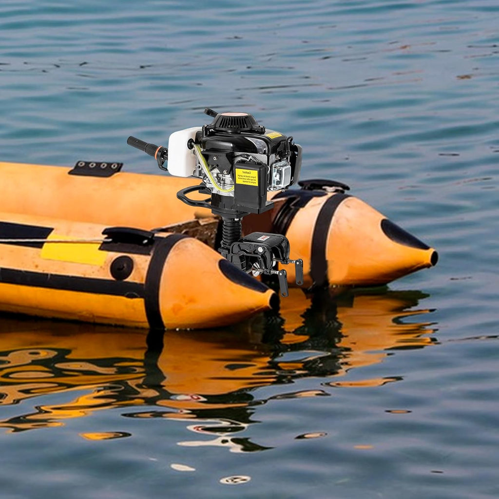 Motor fueraborda JJsdwin de 4 tiempos, motor de barco de 4 CV, potente motor fueraborda de 55 cc para botes inflables, barcos de pesca y embarcaciones de pesca, refrigerado por aire