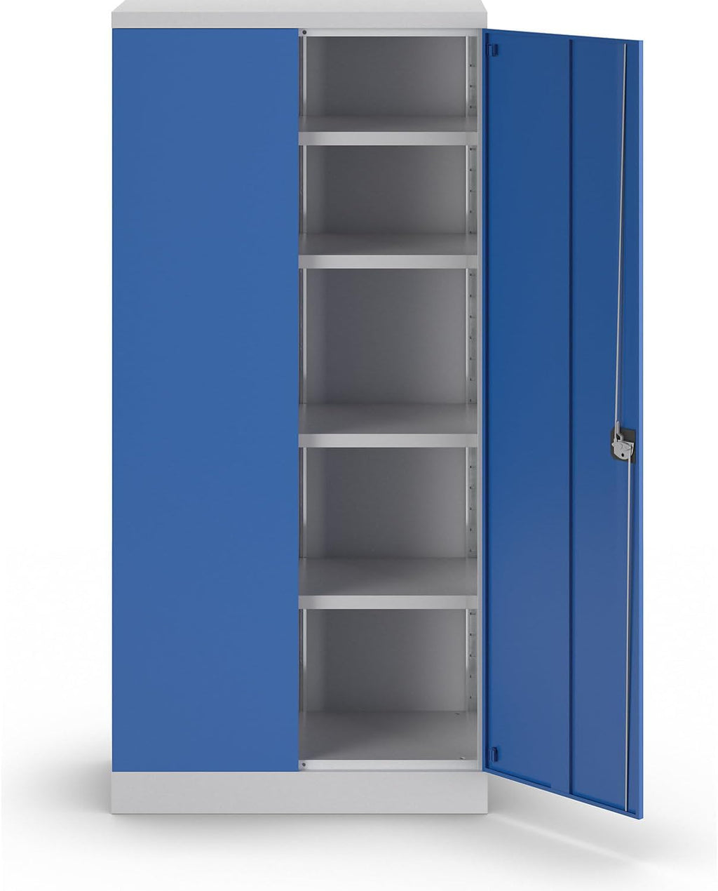 eurokraft | Armario metálico Nilas | con 4 estantes | Al x An x Pr 1950 x 915 x 421 mm | gris luminoso/azul genciana