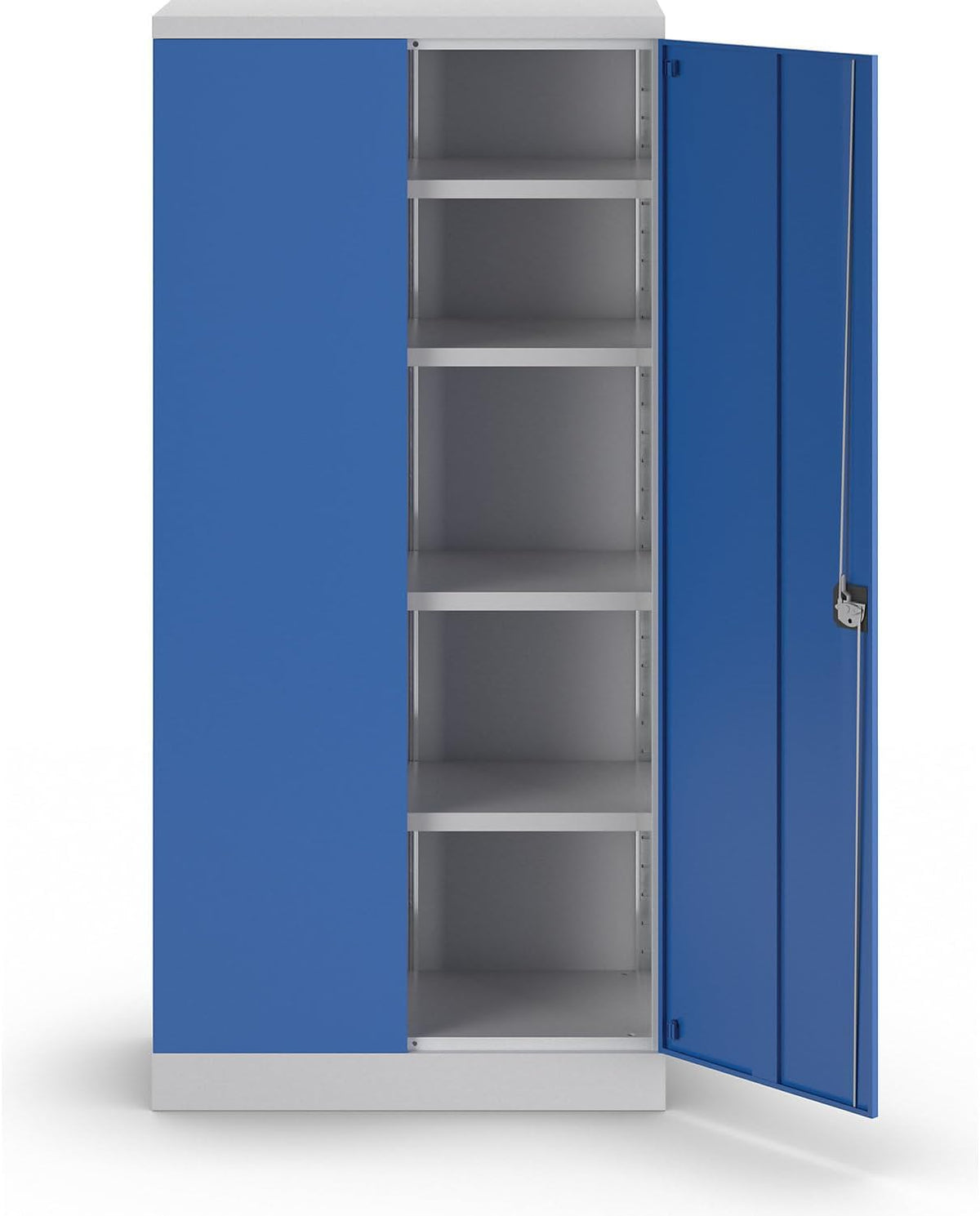 eurokraft | Armario metálico Nilas | con 4 estantes | Al x An x Pr 1950 x 915 x 421 mm | gris luminoso/azul genciana