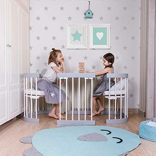 Cuna 7 en 1 tweeto®: cuna de madera evolutiva | cuna de colecho y cuna de barrotes de altura regulable | convertible en cama infantil y parque de juegos (haya natural)