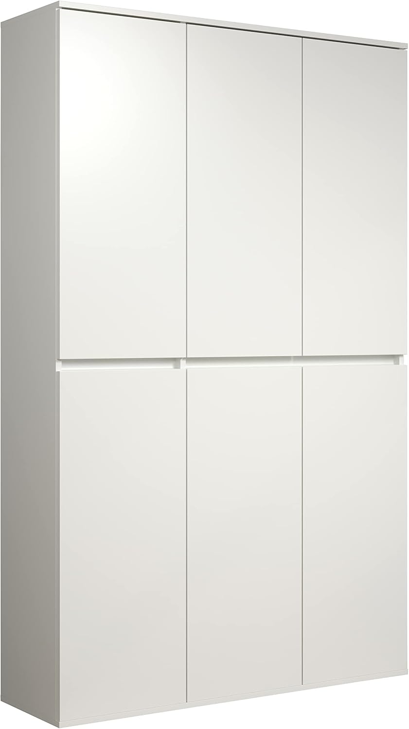 trendteam smart living - Nevada - Armario multiusos - Blanco - Armario con 6 puertas, 12 estantes y 1 barra para ropa - (AnxAlxPr) 111 x 191 x 34 cm - puertas sin tiradores