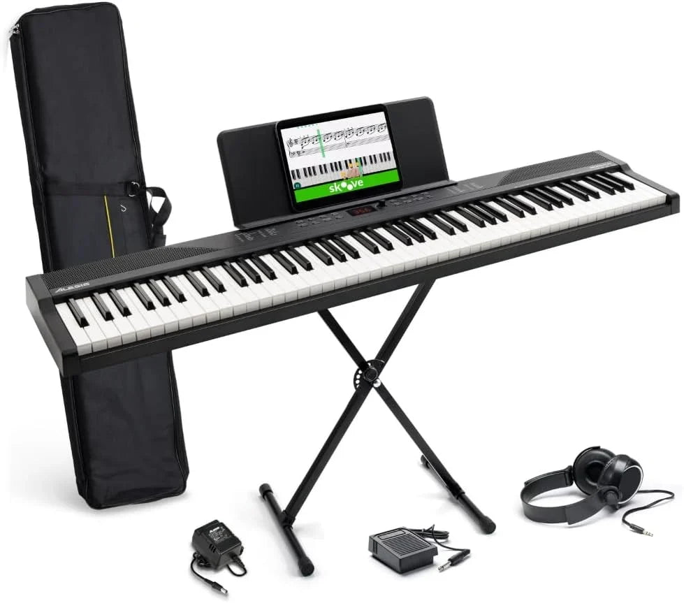 Teclado de piano digital de 88 teclas RECITALPLAY con 480 sonidos, USB-MIDI, altavoces y set de accesorios