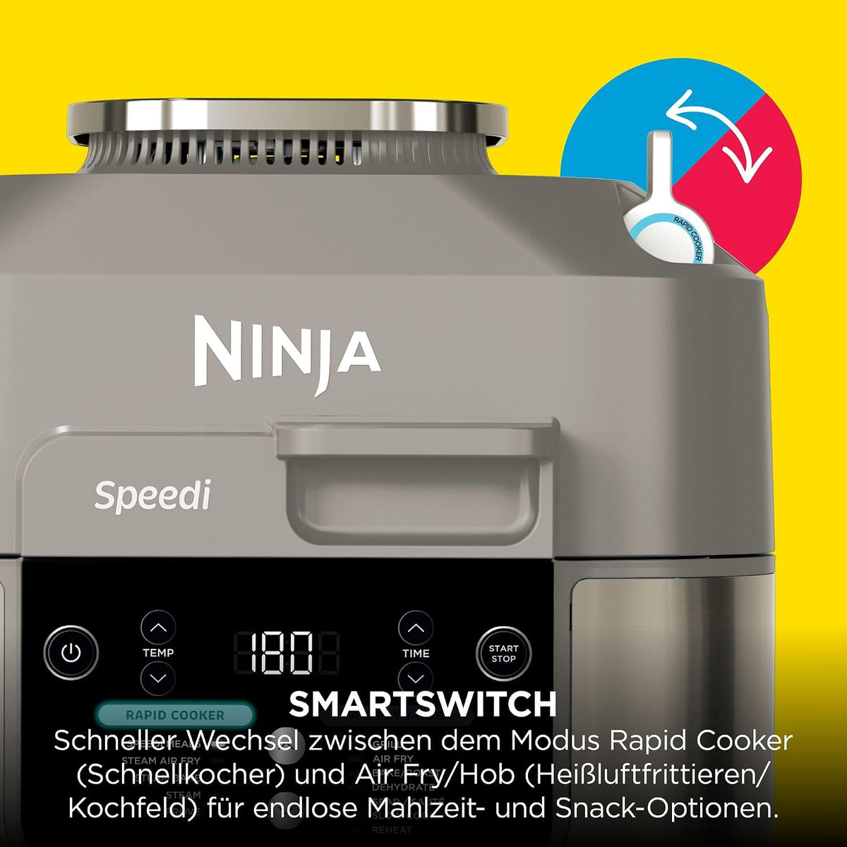 Multicocina Ninja Speedi, 5,7 L, 12 en 1, freidora de aire, cocción lenta, grill, horneado, Stone Gold ON500EUSTGD